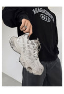Chunky Sneakers Dad Shoes Thick Sole Sneakers High Street Sneakers Platform - Silver - Size 6(AU6/EU39)