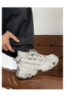 Chunky Sneakers Dad Shoes Thick Sole Sneakers High Street Sneakers Platform - Silver - Size 6(AU6/EU39)