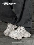 Chunky Sneakers Dad Shoes Thick Sole Sneakers High Street Sneakers Platform - Silver - Size 7(AU7/EU40)