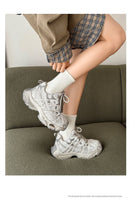 Chunky Sneakers Dad Shoes Thick Sole Sneakers High Street Sneakers Platform - Silver - Size 7(AU7/EU40)