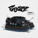 Casual Sneakers Embroidered Sneakers Four-Leaf Clover Shoes Comfortable - Black - Size 10(AU10/EU43)