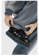 Casual Sneakers Embroidered Sneakers Four-Leaf Clover Shoes Comfortable - Black - Size 9(AU9/EU42)