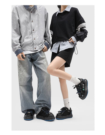 Casual Sneakers Embroidered Sneakers Four-Leaf Clover Shoes Comfortable - White - Size 7(AU7/EU40)