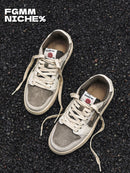 Embroidered Skate Shoes Floral Sneakers Canvas Skateboarding Shoes Handcrafted - Khaki - Size 10(AU10/EU43)
