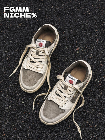 Embroidered Skate Shoes Floral Sneakers Canvas Skateboarding Shoes Handcrafted - Khaki - Size 10(AU10/EU43)
