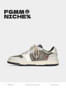 Embroidered Skate Shoes Floral Sneakers Canvas Skateboarding Shoes Handcrafted - Khaki - Size 7(AU7/EU40)