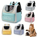 Hello Cat Nylon Pet Backpack, Large Capacity Foldable Travel Carrier with Zipper Closure, Easy Access for Cats and Small Dogs, Pet Travel Bag with Handle for Puppies and Kittens(BLUE)