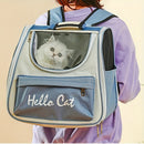 Hello Cat Nylon Pet Backpack, Large Capacity Foldable Travel Carrier with Zipper Closure, Easy Access for Cats and Small Dogs, Pet Travel Bag with Handle for Puppies and Kittens(BLUE)