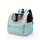 Hello Cat Nylon Pet Backpack, Large Capacity Foldable Travel Carrier with Zipper Closure, Easy Access for Cats and Small Dogs, Pet Travel Bag with Handle for Puppies and Kittens(BLUE)