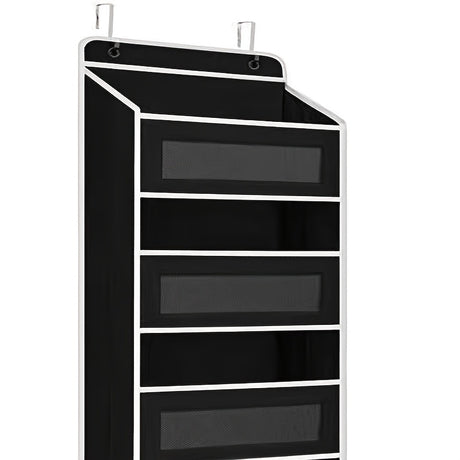 Storage Marvel in Black & Gray — 3-Tier Over-the-Door Organizer with 3 Large Pockets. Sturdy and Anti-Tip Design for Strong Load-Bearing. A Neat Solution for Bedroom, Bathroom & Storage Room.(GREY))