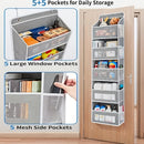 Storage Marvel in Black & Gray — 5-Tier Over-the-Door Organizer with 5 Large Pockets. Sturdy and Anti-Tip Design for Strong Load-Bearing. A Neat Solution for Bedroom, Bathroom & Storage Room.（GREY）