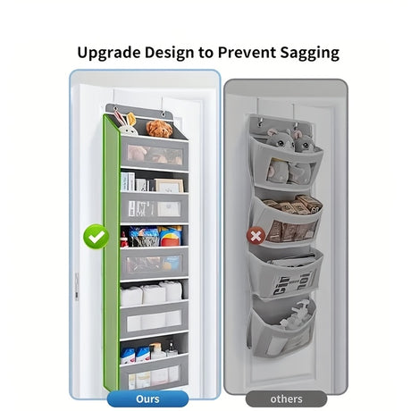 Storage Marvel in Black & Gray — 5-Tier Over-the-Door Organizer with 5 Large Pockets. Sturdy and Anti-Tip Design for Strong Load-Bearing. A Neat Solution for Bedroom, Bathroom & Storage Room.（GREY）