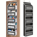 Storage Marvel in Black & Gray — 5-Tier Over-the-Door Organizer with 5 Large Pockets. Sturdy and Anti-Tip Design for Strong Load-Bearing. A Neat Solution for Bedroom, Bathroom & Storage Room.（GREY）