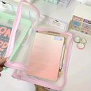 Macaron Candy Student File Bag + PET Animal Stickers - Hand-Carry Large Capacity Waterproof A4 Zipper Transparent Exam Paper & Textbook Storage Bag, Folder（green）