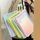 Macaron Candy Student File Bag + PET Animal Stickers - Hand-Carry Large Capacity Waterproof A4 Zipper Transparent Exam Paper & Textbook Storage Bag, Folder（green）