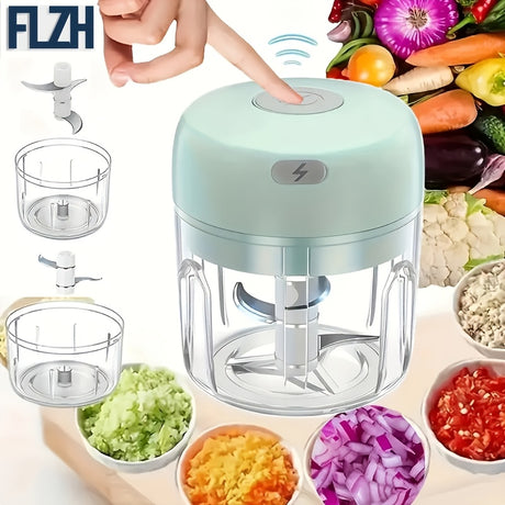 GREEN Mini Electric Garlic Chopper, Meat Grinder, and Vegetable Chopper, USB Rechargeable Mini Food Blender, Efficient Small Food Processor, Suitable for Ginger, Chili, Fruits, and Meat