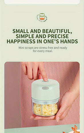 PINK Mini Electric Garlic Chopper, Meat Grinder, and Vegetable Chopper, USB Rechargeable Mini Food Blender, Efficient Small Food Processor, Suitable for Ginger, Chili, Fruits, and Meat
