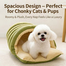 High-Elasticity Warm Cat Bed: 57×37×28cm Wrapped Design, Striped Fleece + Arctic Fleece Heat Retention, Removable & Washable（light beige）