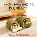 High-Elasticity Warm Cat Bed: 45×30×19cm Wrapped Design, Striped Fleece + Arctic Fleece Heat Retention, Removable & Washable（light beige）