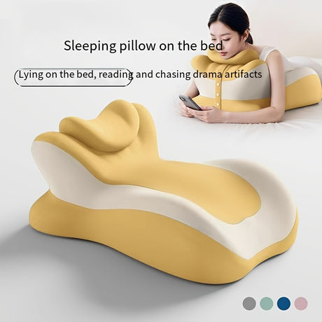 Bed Stomach-Sleep Pillow - Multi-functional Prone Position Pillow for Stomach Sleeping, Phone Use, Reading, Couples Fun Play, Intimacy Aid for Couples, Bed Hip Elevation Tool, Pā Pā Pillow（BLUE）