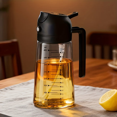 2-in-1 Precision Oil Control Bottle: Spray/Dispense Dual Modes, Leak-Proof, Effortless, Hands-Free.