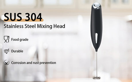 **Handheld Electric Frother | 10000 RPM Powerful Motor, One-Touch Start/Stop, Easily Froths, Mixes, and Blends – Your Kitchen Drink Essential Helper**WHITE