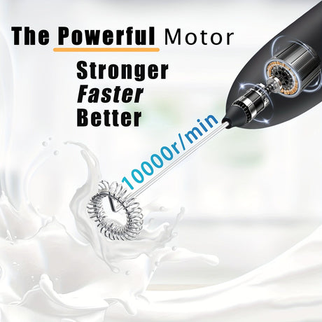 **Handheld Electric Frother | 10000 RPM Powerful Motor, One-Touch Start/Stop, Easily Froths, Mixes, and Blends – Your Kitchen Drink Essential Helper**WHITE