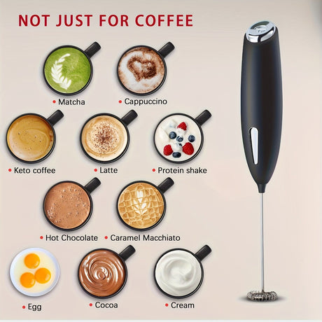 **Handheld Electric Frother | 10000 RPM Powerful Motor, One-Touch Start/Stop, Easily Froths, Mixes, and Blends – Your Kitchen Drink Essential Helper**WHITE