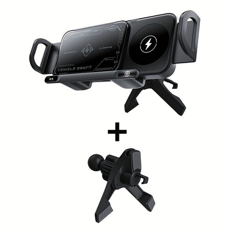 Smart Dual-Mode Rotating Stand: Foldable Design, Wireless Fast Charging, Anti-Shake, One-Touch Auto Rotation for Home, Office & Travel Use