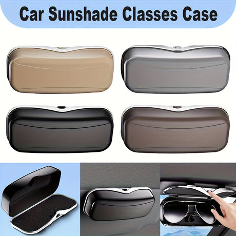Car Travel Three-Piece Set: Push-Open Eyeglass Case, Universal Storage Case, and Secure Organizer—Complete On-the-Go Storage, Peace of Mind Every Journey(Brown)