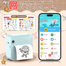 (Blue）Inkless Sticker Printer Mini Thermal Printer with Roll Thermal Paper, Wireless Pocket Printer, Smart Portable Receipt Printer for Photos, Diaries, Notes, and Preparation Work.
