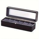 Luxury transparent-lid watch box with 6 fabric-lined compartments, portable and shockproof design, suitable for both men and women. Ideal for home, travel, or gifting—a refined storage solution for fine watches and jewelry. (Green)