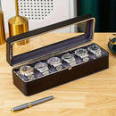 Luxury transparent-lid watch box with 6 fabric-lined compartments, portable and shockproof design, suitable for both men and women. Ideal for home, travel, or gifting—a refined storage solution for fine watches and jewelry. (Green)