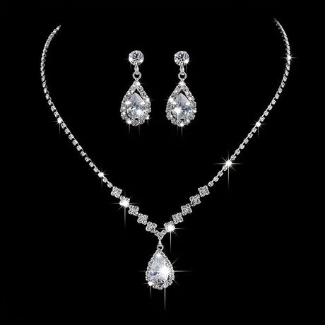 Elegant Teardrop Jewelry Set - Sparkling Necklace and Earrings, adorned with crystal accents, made of alloy, perfect for weddings, parties, and formal events, wedding jewelry.