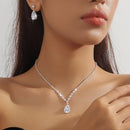 Elegant Teardrop Jewelry Set - Sparkling Necklace and Earrings, adorned with crystal accents, made of alloy, perfect for weddings, parties, and formal events, wedding jewelry.