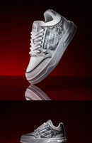 Men'S Casual Shoes Silver Snake Sneakers Board Shoes For Men Yinshe Shoes Urban - Silver - Size 8(AU8/EU41)