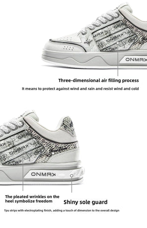 Women'S Casual Board Shoes Silver Snake Sneakers Trendy Women'S Sneakers - Silver - Size 5(AU5/EU36)