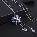 Fashionable and Creative High-End Artificial Crystal Diamond-Inlaid Snowflake New Style Sweater Chain Clothing Pendant（BLUE+WHITE）