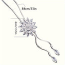 Fashionable and Creative High-End Artificial Crystal Diamond-Inlaid Snowflake New Style Sweater Chain Clothing Pendant（BLUE+WHITE）