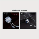 Fashionable and Creative High-End Artificial Crystal Diamond-Inlaid Snowflake New Style Sweater Chain Clothing Pendant（BLUE+WHITE）