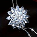 Fashionable and Creative High-End Artificial Crystal Diamond-Inlaid Snowflake New Style Sweater Chain Clothing Pendant（BLUE+WHITE）