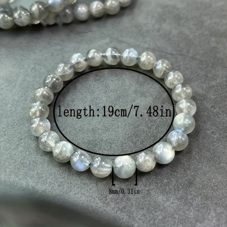 Natural Labradorite Bracelet - Handmade Bohemian-style Jewelry, Featuring Iridescent Stone with 8mm Beads, for Chakra and Positivity - A Labradorite Gemstone Gift Suitable for Both Men and Women, Perfect for All Seasons