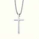 Titanium Steel Silver Men's Necklace, minimalist design, suitable for both men and women. Cross pendant style, religious-themed jewelry, showcasing unique faith and taste. Spiritual accessory, faith jewelry, minimalist design, contemporary jewelry, high-q