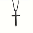 Titanium Steel Silver Men's Necklace, minimalist design, suitable for both men and women. Cross pendant style, religious-themed jewelry, showcasing unique faith and taste. Spiritual accessory, faith jewelry, minimalist design, contemporary jewelry, high-q