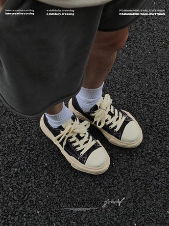 Canvas Sneakers Platform Sneakers Height-Increasing Shoes Unisex Casual Shoes - Black and white - Size 5(AU5/EU36)
