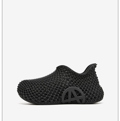 3d Printed Running Shoes Lightweight Running Shoes Breathable Sneakers Custom - Black - Size 8(AU8/EU39)