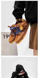 Vintage Sneakers Retro Skate Shoes Couple Matching Shoes Unisex Canvas Shoes - Camel - Size 7(AU7/EU38)
