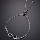 "Double-Loop Interwoven": 24cm Zinc Alloy Infinity Symbol Bracelet, Interpreting the Poetic Philosophy of Perpetuity with Flowing Beaded Light