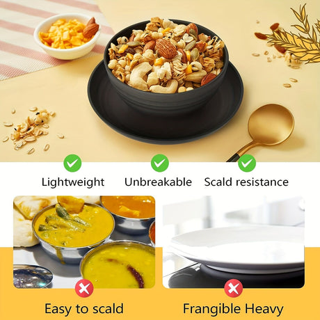 32件Eco-Friendly Wheat Straw Dinnerware: Stackable Design with Natural Texture, Illuminating the Sustainable Aesthetics of Every Meal