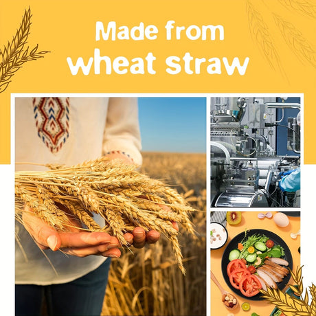 32件Eco-Friendly Wheat Straw Dinnerware: Stackable Design with Natural Texture, Illuminating the Sustainable Aesthetics of Every Meal